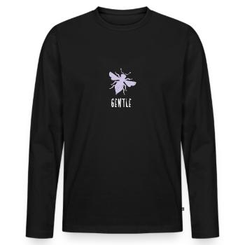 Purple Pastel Bee Gentle Bee Be Gentle - Men's Premium Organic Long Sleeve Shirt - black - Front - Nico (187cm)