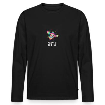 Tie Dye Bee Gentle Biene Be Gentle - Men's Premium Organic Long Sleeve Shirt - black - Front - Nico (187cm)