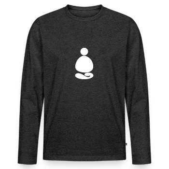 STONE Meditation - Men's Premium Organic Long Sleeve Shirt - heather anthracite - Front - Nico (187cm)