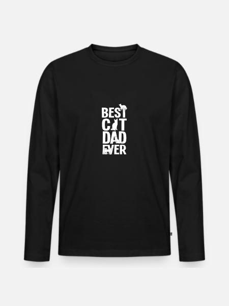 Katzen Papa - Männer Premium Bio Langarmshirt - Schwarz