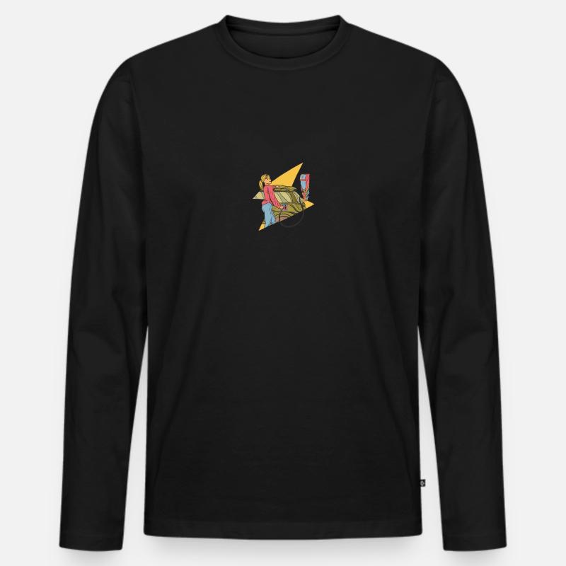 Elektro Auto - Männer Premium Bio Langarmshirt - Schwarz