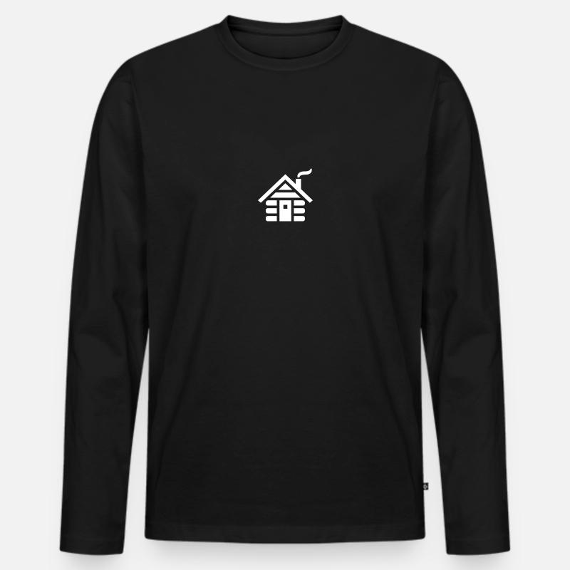 Hütte - Männer Premium Bio Langarmshirt - Schwarz