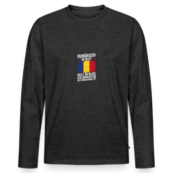 Romanian Romania Romania - Men's Premium Organic Long Sleeve Shirt - heather anthracite - Front - Nico (187cm)