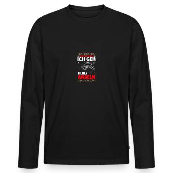 Weihnachtsmann Angeln Weihnachtsfest Weihnachten - Männer Premium Bio Langarmshirt - Schwarz - Vorne - Nico (187cm)