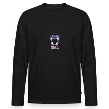 Gamer Girl Gambler Gamer GamblerGirl Gamergirl - T-shirt manches longues Premium bio Homme - noir - Devant - Nico (187cm)