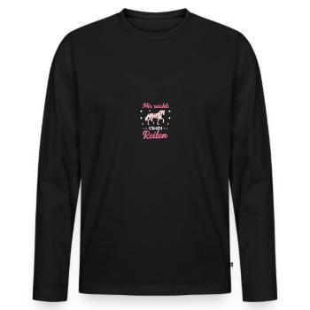 Reitersprüche Reiterin Pferdekopf Reitshirt - Männer Premium Bio Langarmshirt - Schwarz - Vorne - Nico (187cm)
