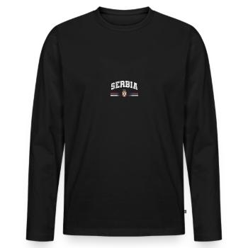 Serbie Drapeau serbe Srbija Serbes Cadeau - T-shirt manches longues Premium bio Homme - noir - Devant - Nico (187cm)