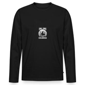 Drummer Schlagzeuger Drumsticks Schlagzeugsticks - Männer Premium Bio Langarmshirt - Schwarz - Vorne - Nico (187cm)