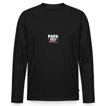 Papa 2023 Futur Cadeau Père à Être - T-shirt manches longues Premium bio Homme - noir - Devant - Nico (187cm)