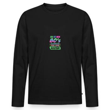 80er jahre Pary Mottoparty 80s Outfit - Männer Premium Bio Langarmshirt - Schwarz - Vorne - Nico (187cm)