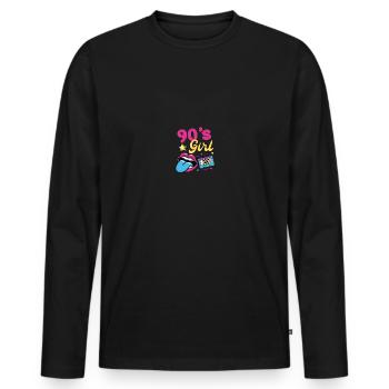 90er jahre Pary Mottoparty 90s Outfit - Männer Premium Bio Langarmshirt - Schwarz - Vorne - Nico (187cm)
