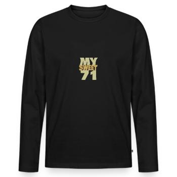 Süß 71 - Männer Premium Bio Langarmshirt - Schwarz - Vorne - Nico (187cm)