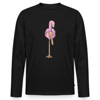 Flamingo Saft - Männer Premium Bio Langarmshirt - Schwarz - Vorne - Nico (187cm)