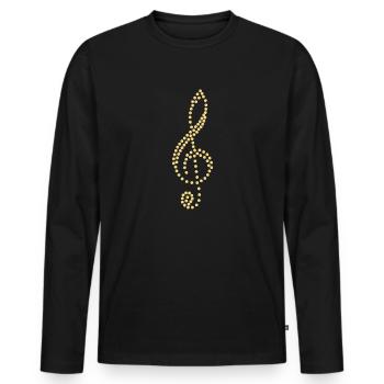 Clef jaune d’or - T-shirt manches longues Premium bio Homme - noir - Devant - Nico (187cm)