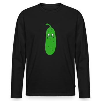Gurke - Männer Premium Bio Langarmshirt - Schwarz - Vorne - Nico (187cm)