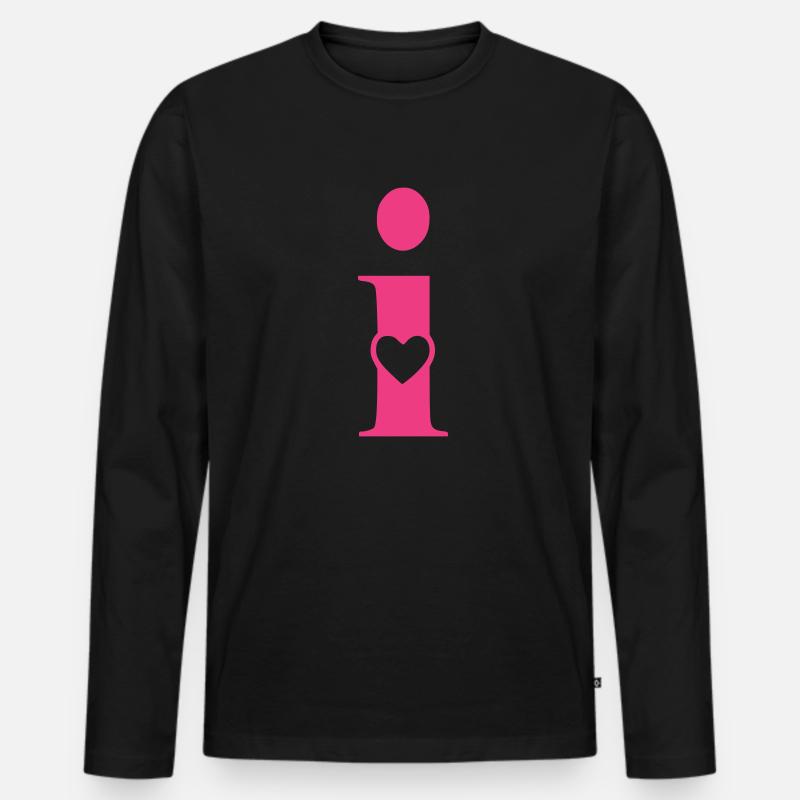 Buchstabe i Anfangsbuchstabe mit Herz - Männer Premium Bio Langarmshirt - Schwarz