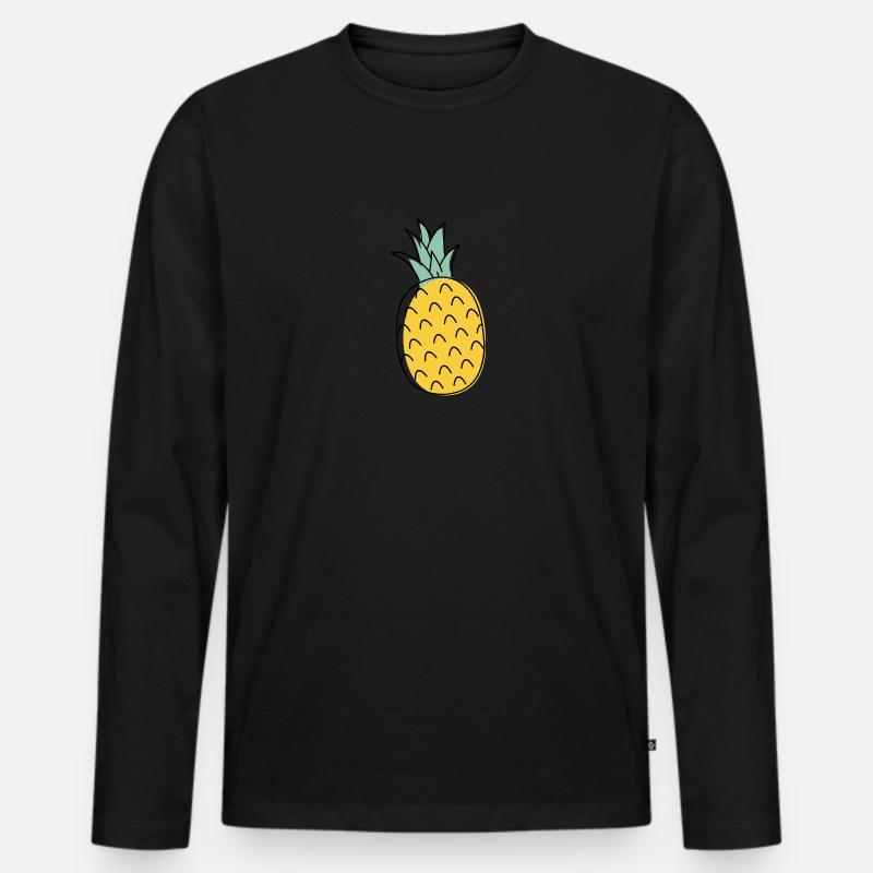 ANANAS - Männer Premium Bio Langarmshirt - Schwarz