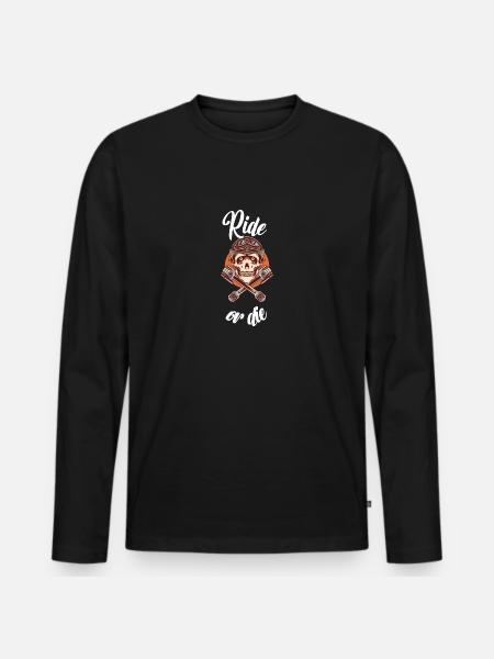 reiten oder sterben - Männer Premium Bio Langarmshirt - Schwarz