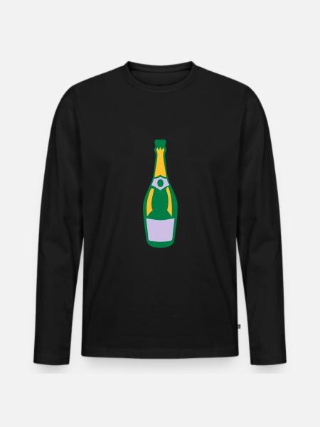 alkohol flasche trinken - T-shirt manches longues Premium bio Homme - noir