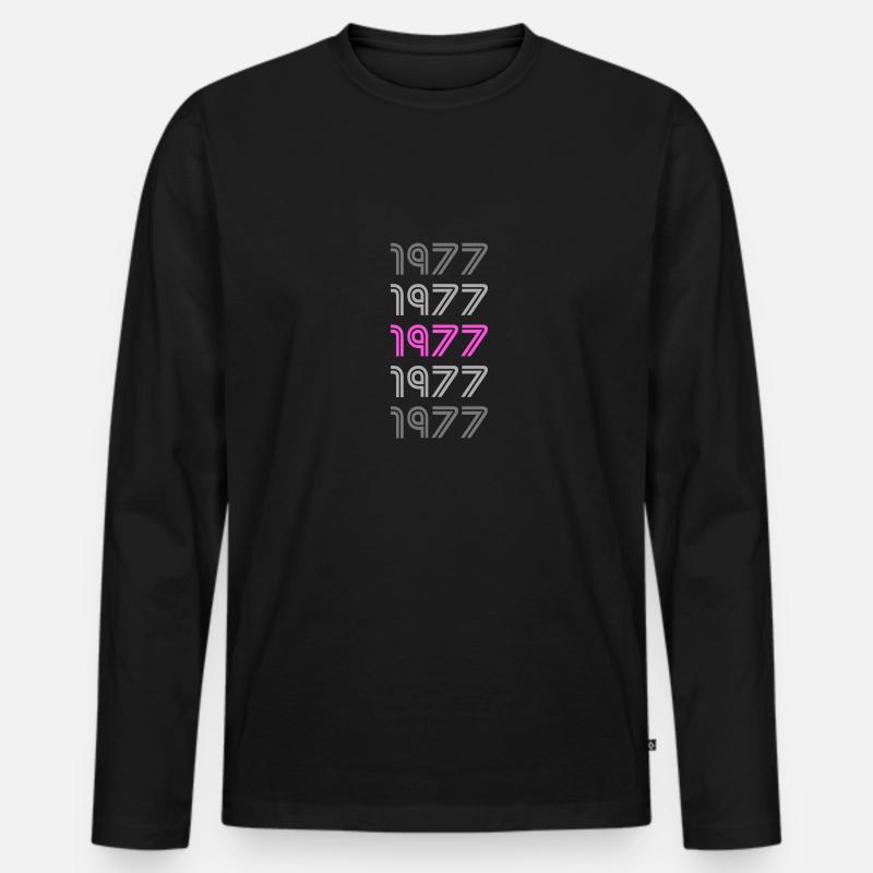 1977 - Männer Premium Bio Langarmshirt - Schwarz