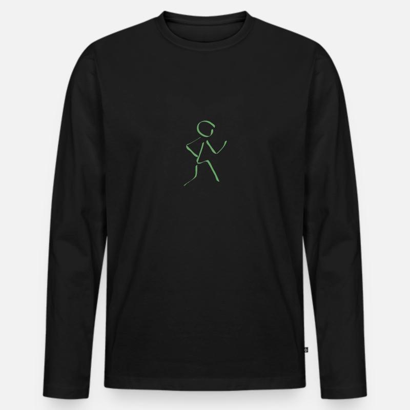 Running man rennender Mann Geschenkidee - Männer Premium Bio Langarmshirt - Schwarz