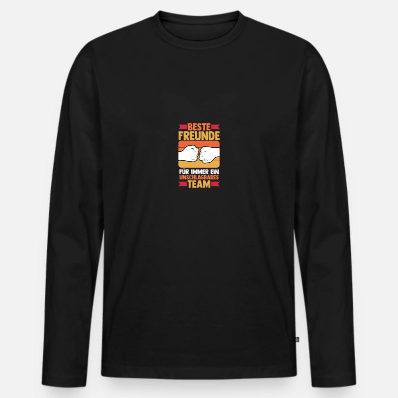 Beste Freunde - Männer Premium Bio Langarmshirt - Schwarz