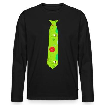 Tie Bee Natural Green - Men's Premium Organic Long Sleeve Shirt - black - Front - Nico (187cm)