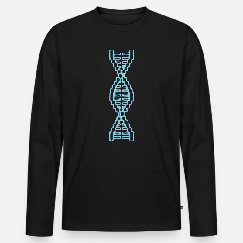 DNA Helix Pixel Art Blau - Männer Premium Bio Langarmshirt - Schwarz