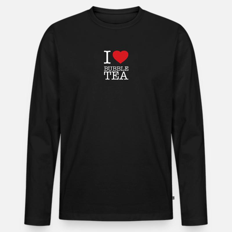 I LOVE BUBBLE TEA - Männer Premium Bio Langarmshirt - Schwarz