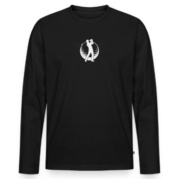 Golfmotiv - Golfer Silhouette im Golfball - Männer Premium Bio Langarmshirt - Schwarz - Vorne - Nico (187cm)