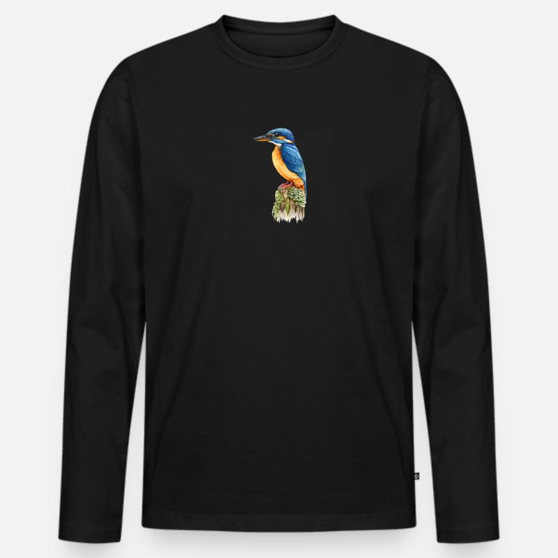 Eisvogel - Männer Premium Bio Langarmshirt - Schwarz