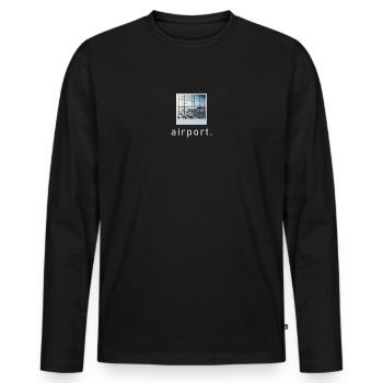 Photo rétro de l’ambiance de l’aéroport - T-shirt manches longues Premium bio Homme - noir - Devant - Nico (187cm)