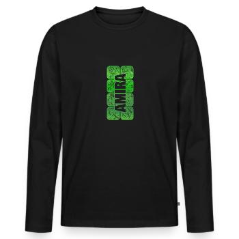 First name Amira - Men's Premium Organic Long Sleeve Shirt - black - Front - Nico (187cm)