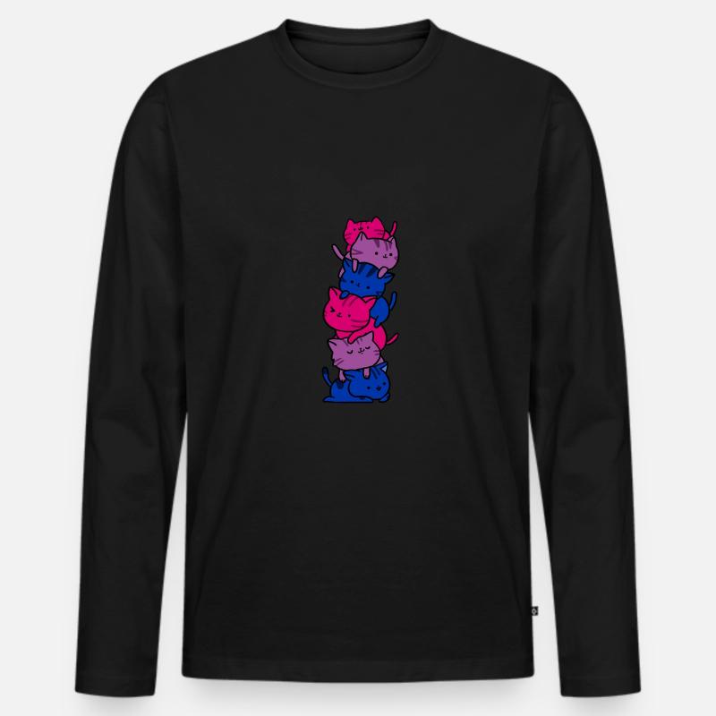 Bisexual Pride Katzen - Männer Premium Bio Langarmshirt - Schwarz