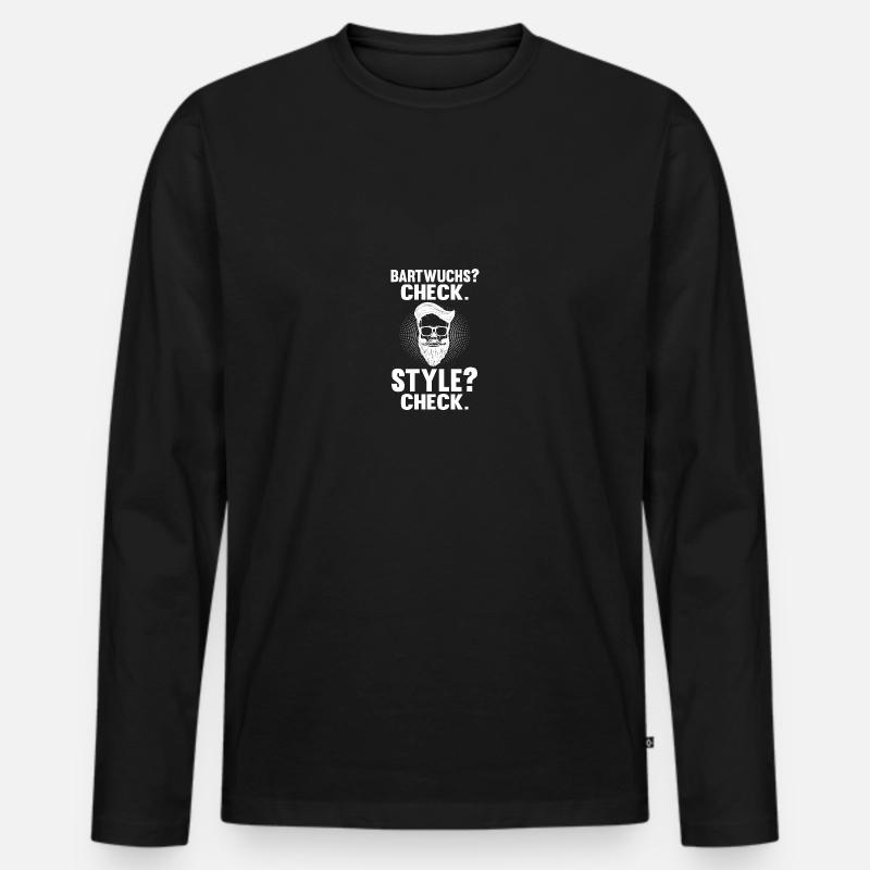 Bärtig Bartträger Bart - Männer Premium Bio Langarmshirt - Schwarz