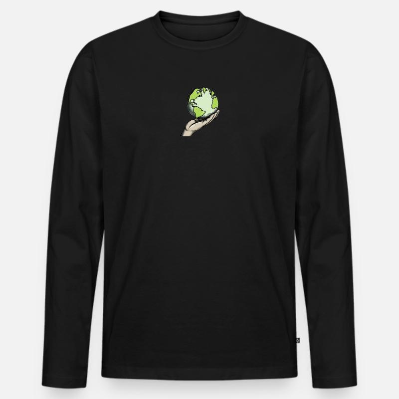 Schütze unsere Erde - Männer Premium Bio Langarmshirt - Schwarz