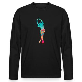 Eiskunstlauf PopArt - Männer Premium Bio Langarmshirt - Schwarz - Vorne - Nico (187cm)