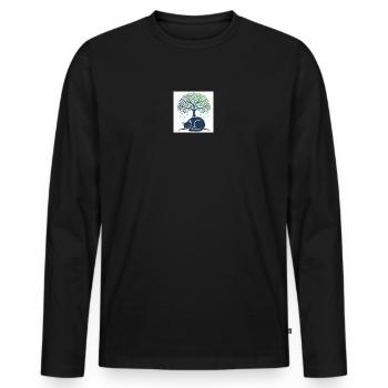 Sleeper cat under tree swirl - Men's Premium Organic Long Sleeve Shirt - black - Front - Nico (187cm)