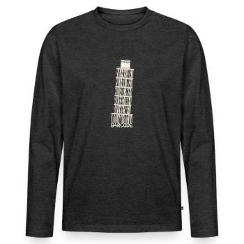 B4RCODE. Pisa - Men's Premium Organic Long Sleeve Shirt - heather anthracite - Front - Nico (187cm)