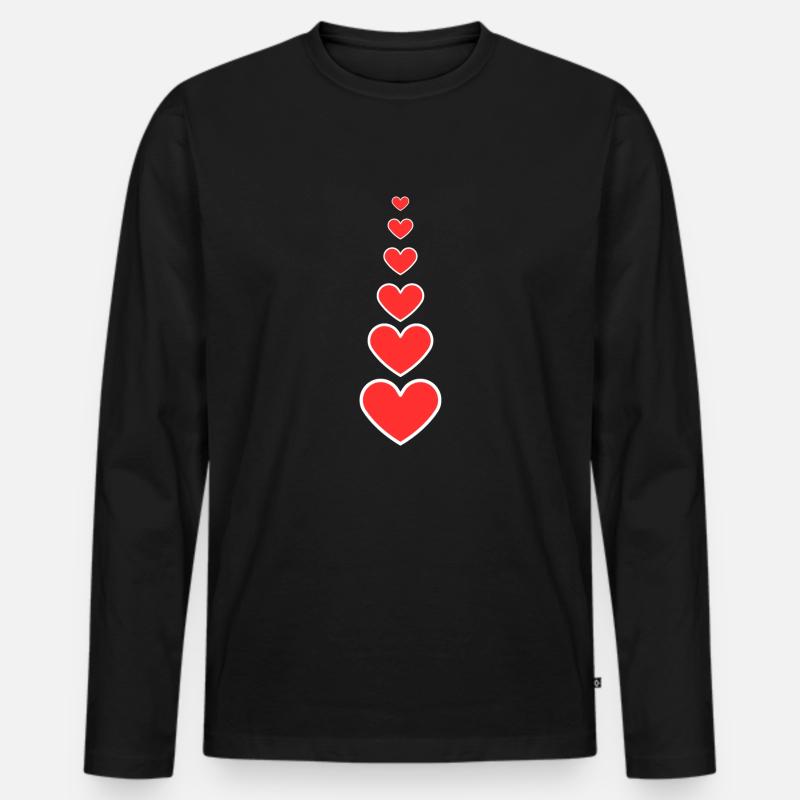 Rote Herzen - Männer Premium Bio Langarmshirt - Schwarz