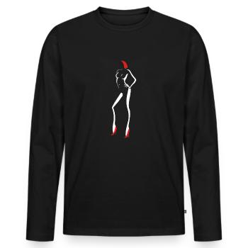 Silhouette Frau Haar Schuhe Rot - Männer Premium Bio Langarmshirt - Schwarz - Vorne - Nico (187cm)