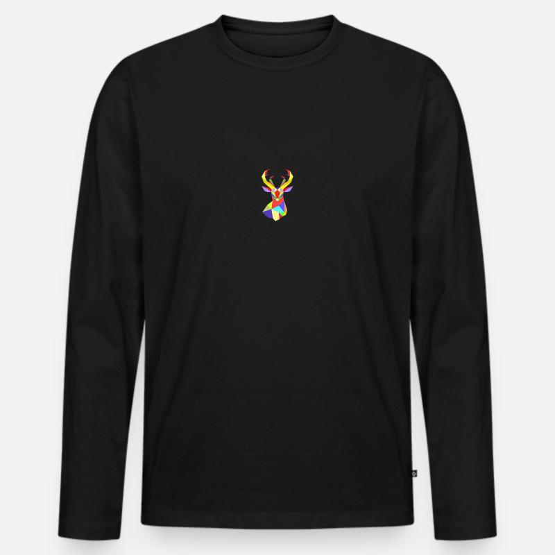 geometrische Hirsche - Männer Premium Bio Langarmshirt - Schwarz