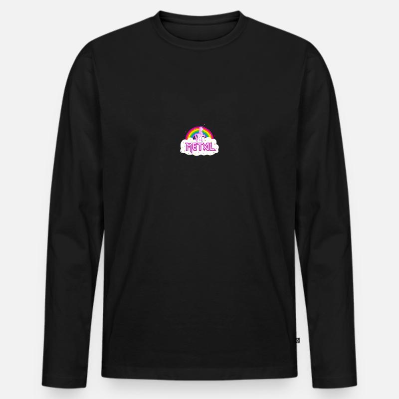 rainbow unicorn - Männer Premium Bio Langarmshirt - Schwarz