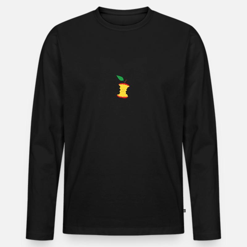 Apfel - Männer Premium Bio Langarmshirt - Schwarz