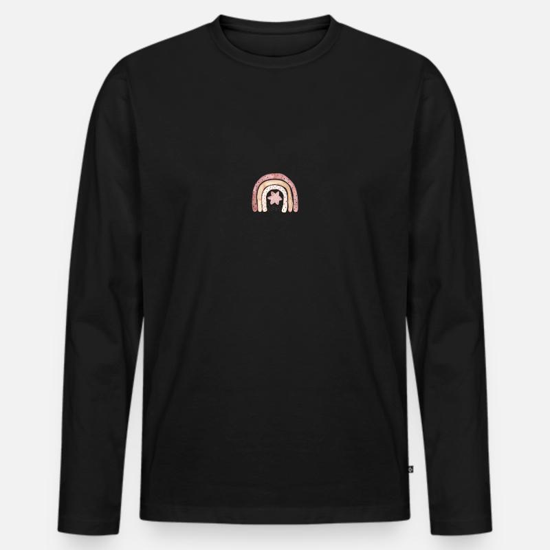 Regenbogen Boho Kaffeebraun - Männer Premium Bio Langarmshirt - Schwarz