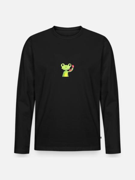 Frosch am Telefon - Männer Premium Bio Langarmshirt - Schwarz