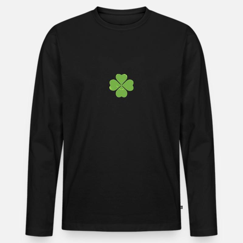 Glücks-Klee - Männer Premium Bio Langarmshirt - Schwarz