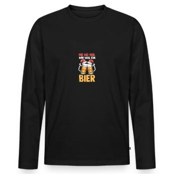 Noël Ho Ho Offrez-moi une bière - T-shirt manches longues Premium bio Homme - noir - Devant - Nico (187cm)