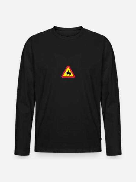 Horse warning - Men's Premium Organic Long Sleeve Shirt - black