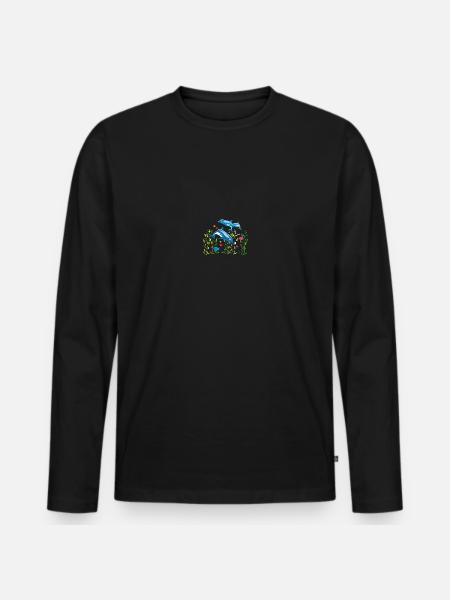 delfine - Männer Premium Bio Langarmshirt - Schwarz